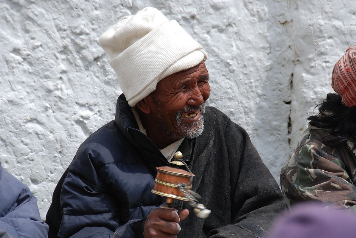 Mustang Lo Manthang Tiji Festival Day 1 02 Man Spinning Prayer Wheel